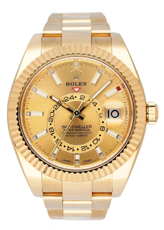 The Ultimate Collection of Rolex Watches –Rolex Sky-Dweller 326938 Champagne Dial Mens Watch Box Papers