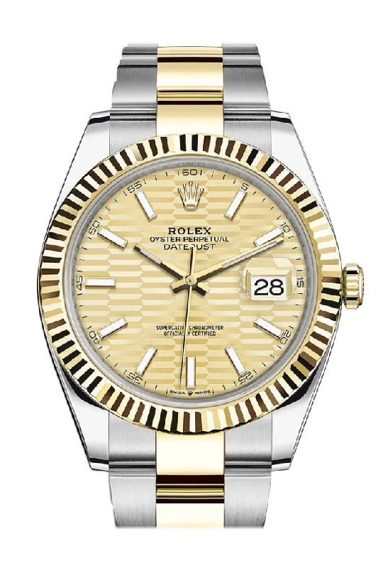 Rolex Watches: A Perfect Combination of Beauty and Function –Rolex Datejust 41 Champagne Dial Fluted Bezel 18k Yellow Gold Oyster Men's Watch 126333 126333-0021