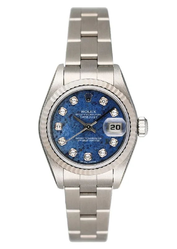 Find Your Dream Rolex Watch Today –NOS Rolex Datejust 79174 Diamond Sodalite Stone Dial Ladies Watch Box Papers