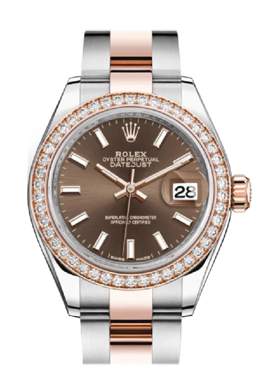 Rolex Watches: For the Discerning Collector –Rolex Datejust 28 Chocolate Dial Diamond Bezel Rose Gold Two Tone Watch 279381RBR 279381