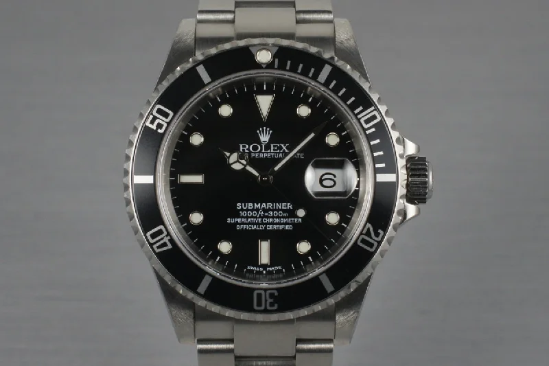 Shop Limited-Edition Rolex Timepieces –2002 Rolex Submariner 16610 with Box and Papers