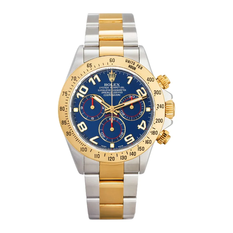 Rolex Watches: The Perfect Blend of Art and Precision –Rolex Cosmograph Daytona 40mm - Ref: 116523BKD - Blue Diamond Dial & Gold Bezel, Two Tone Stainless Steel & 18K Yellow Gold Oyster Bracelet Men's Watch