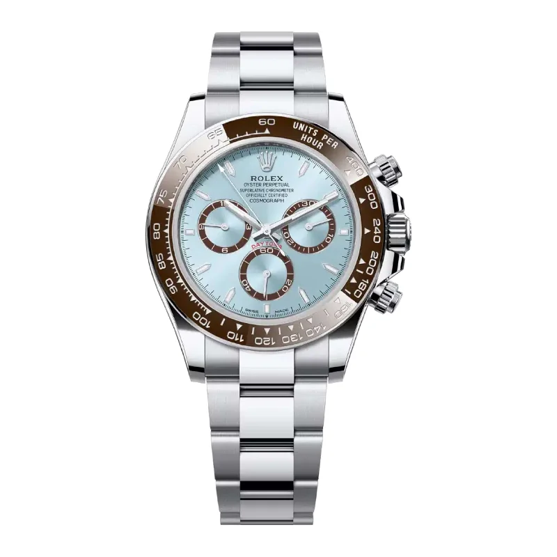 Luxury Rolex Watches for Men –Rolex Cosmograph Daytona 40mm - Ref: 126506 - Ice Blue Index Dial & Ceramic Bezel, Platinum Oyster Bracelet Men's Watch