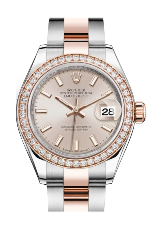 The Most Elegant Rolex Watches Are Here –Rolex Datejust 28 Sundust Dial Diamond Bezel Rose Gold Two Tone Watch 279381RBR 279381