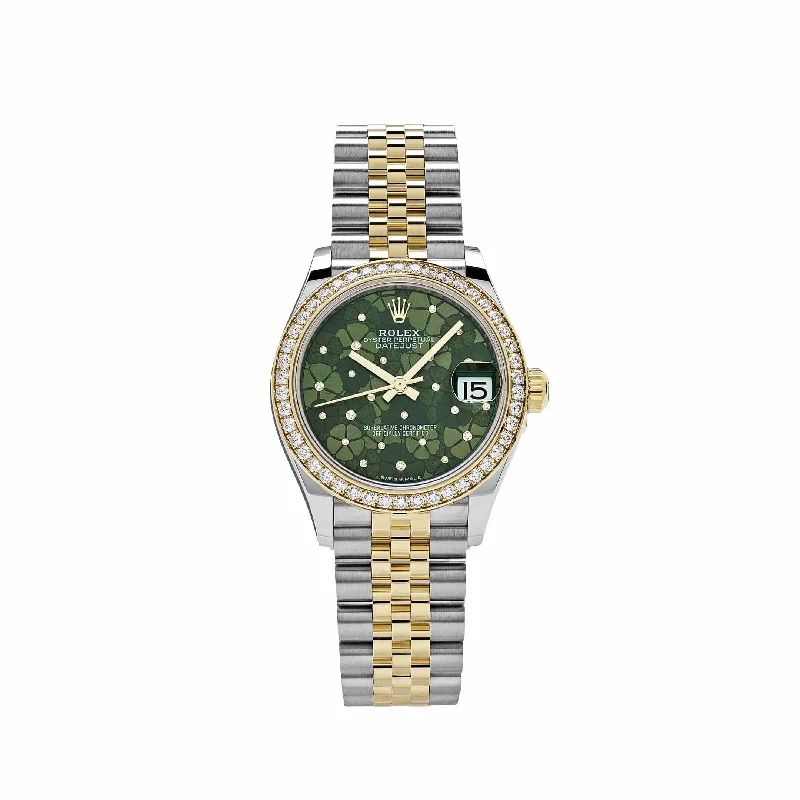 Get Your Rolex Watch Today –Rolex Datejust 278383RBR 'Ladies' Two-Toned Yellow Gold Stainless Steel Green Flower Dial