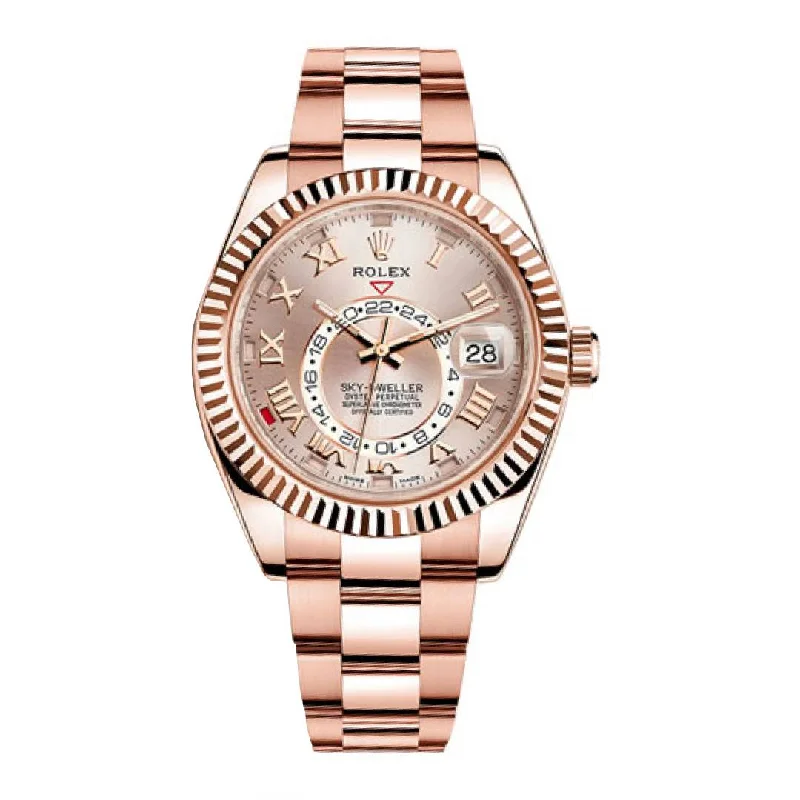 Rolex Watches: Timeless Luxury Awaits You –Rolex Sky-Dweller 42mm - Ref: 326935 - Sundust Sunray Roman Dial, 18K Rose Gold Oyster Bracelet Watch