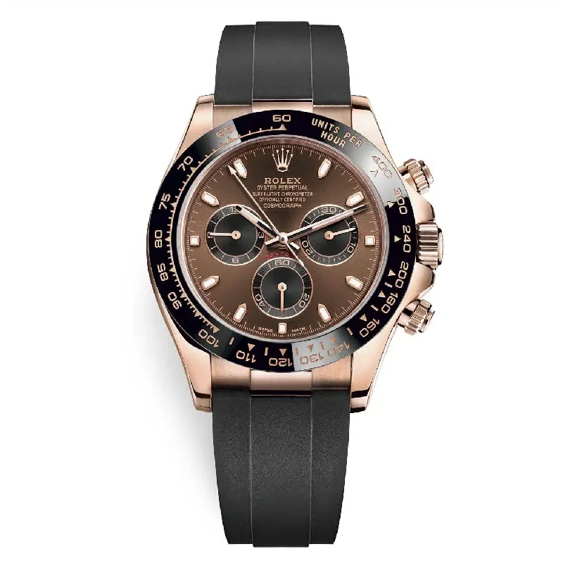 Rolex Watches: A Statement of Luxury –Rolex Cosmograph Daytona 40mm - Ref: 116515 LN-0041 - Chocolate & Black Index Dial & Ceramic Bezel, 18K Rose Gold Case Black Oysterflex Bracelet Men's Watch