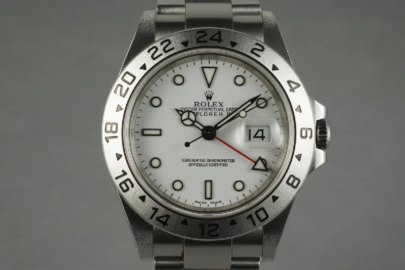 Shop the Finest Rolex Models –2002 Rolex Explorer II 16570 White Dial with Box and Papers