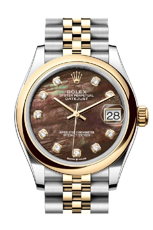 Find Your Dream Rolex Watch Today –Rolex Datejust 31 Black Mother of pearl Diamond Dial Yellow Gold Steel Jubilee Ladies Watch 278243 278243-0024