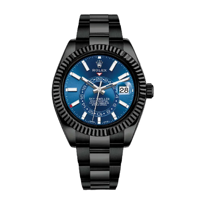 The Ultimate Rolex Watches for Connoisseurs –Rolex Sky-Dweller 42mm - Ref: 336934 (PVD) - Bright Blue Stick Dial, Black PVD Stainless Steel Oyster Bracelet Watch