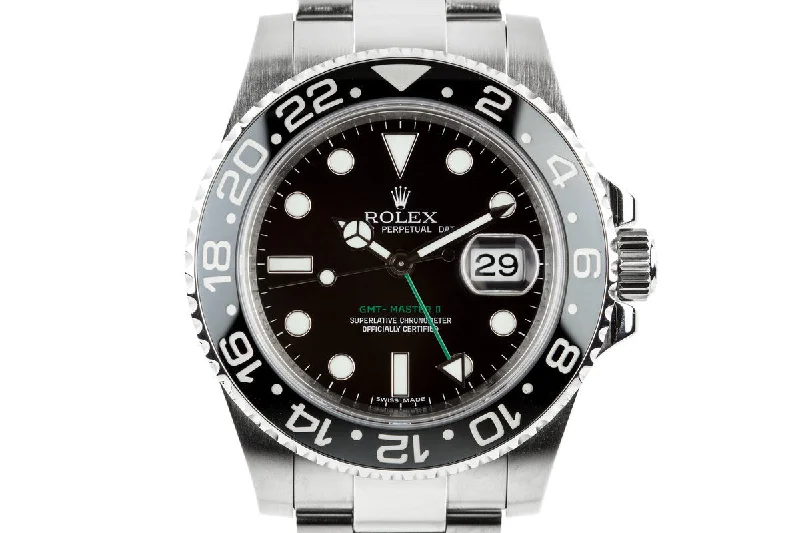 Luxury Rolex Watches for the Elite –2009 Rolex Ceramic GMT-Master II Black Bezel Insert and Box and Papers