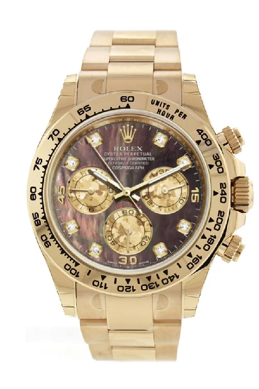 Timeless Rolex Watches Available Now –Rolex Cosmograph Daytona Black Mother of Pearl Dial 18K Yellow Gold Men's Watch 116508