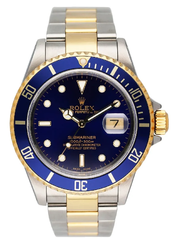 Classic Rolex Timepieces for the Discerning –Rolex Submariner Date 16613 Blue Dial Mens Watch Box Papers