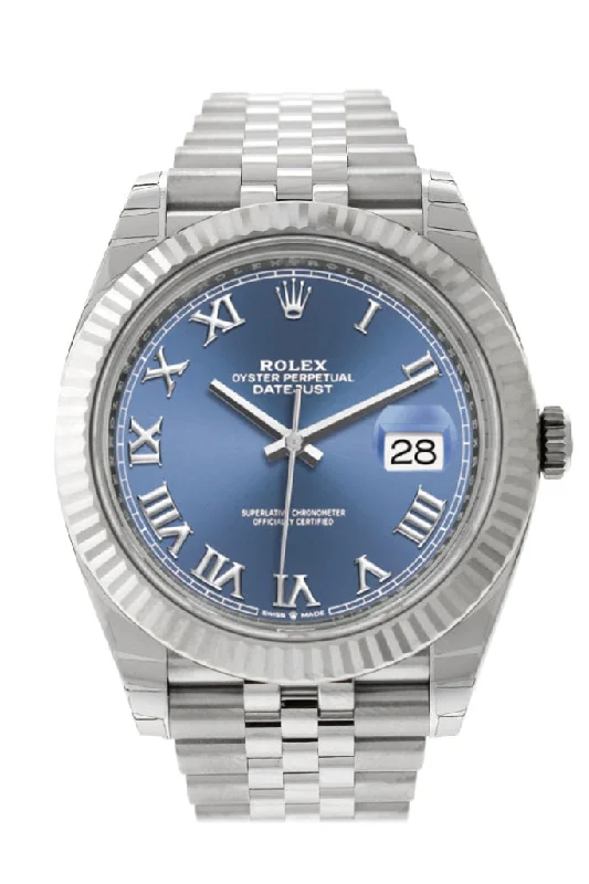 Craftsmanship Meets Luxury with Rolex Watches –Rolex Datejust 41 Blue Roman Dial White Gold Fluted Bezel Jubilee Mens Watch 126334