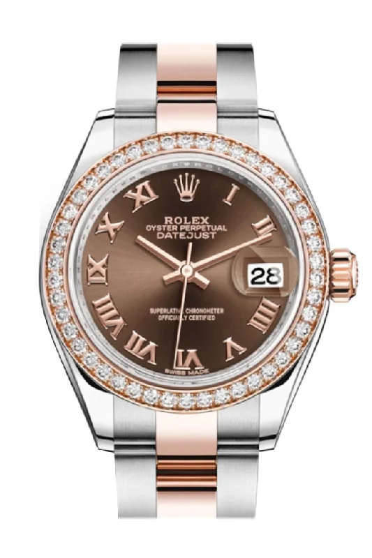 Rolex Watches – A Gift of Luxury –Rolex Datejust 28 Chocolate Roman Dial Diamond Bezel Rose Gold Two Tone Watch 279381RBR 279381