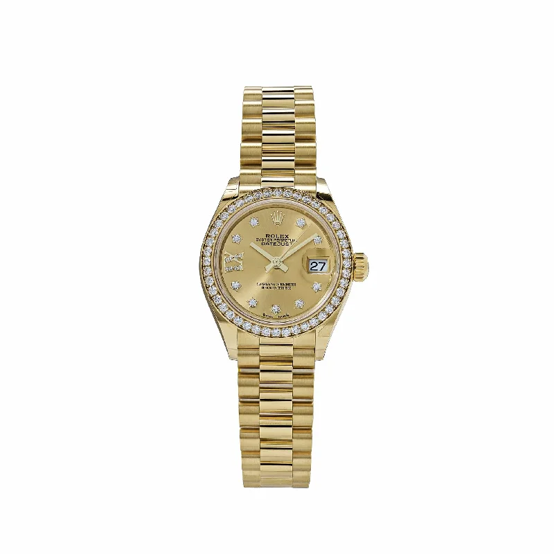 Discover Rolex's Iconic Watch Collections –Rolex Datejust 279138RBR 'Ladies' Yellow Gold Champagne Diamond Dial President (2022)