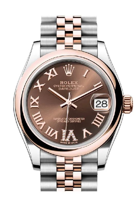 Discover the Iconic Rolex Collection –Rolex Datejust 31 Dark Grey Roman Diamond Dial Rose Gold Steel Jubilee Ladies Watch 278241 278241-0010