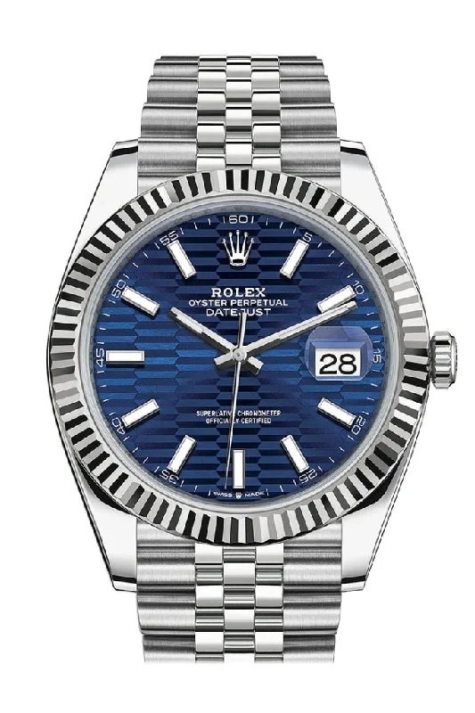 Discover Rolex's Classic Watch Styles –Rolex Datejust 41 Blue Fluted Dial White Gold Jubilee Men's Watch 126334 126334-0032