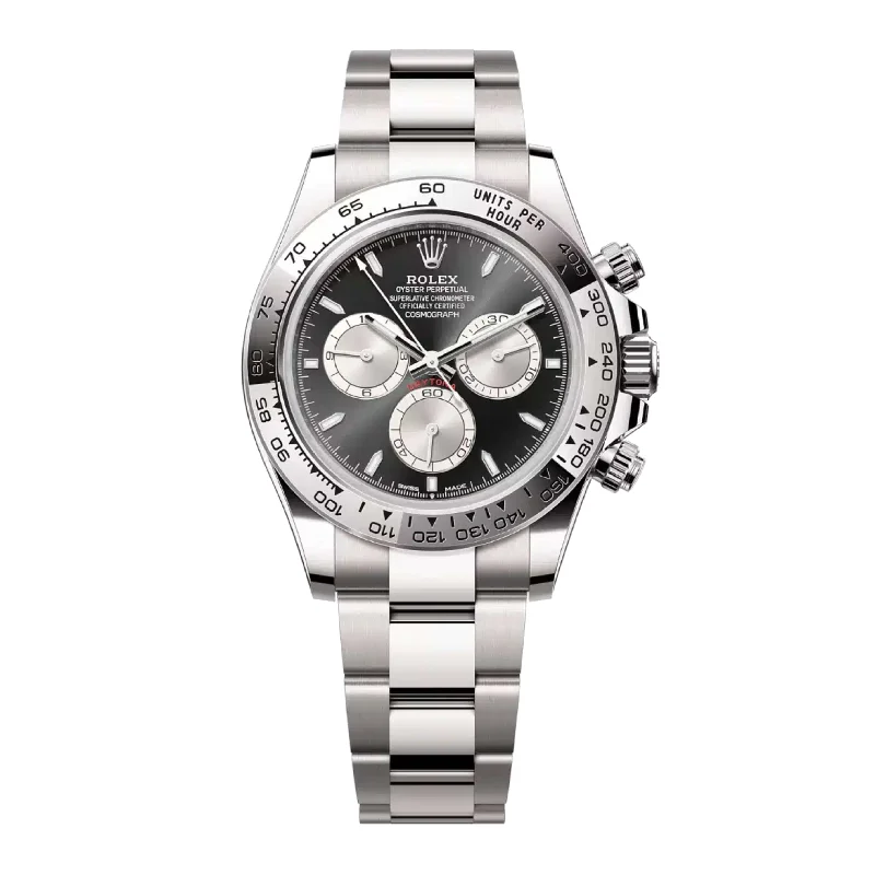 Master the Art of Time with Rolex Watches –Rolex Cosmograph Daytona 40mm - Ref: 126509 - Bright Black & Steel Index Dial, 18K White Gold Oyster Bracelet Men's Watch