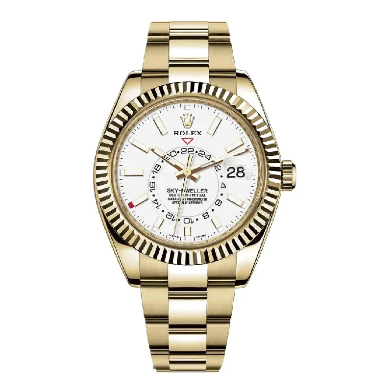 Rolex Watches: Precision, Luxury, Perfection –Rolex Sky-Dweller 42mm - Ref: 326938 - Intense White Stick Dial, 18K Yellow Gold Oyster Bracelet Watch