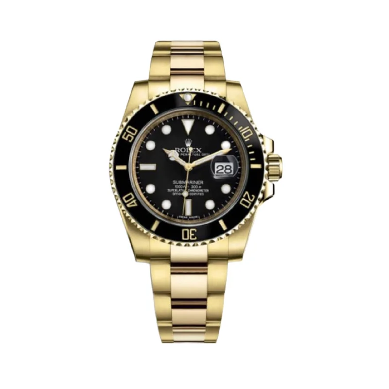 Discover the Art of Time with Rolex Watches –Rolex Submariner Date 40mm - Ref: 116618BLN - Black Dial, 18K Yellow Gold Oyster Bracelet Watch