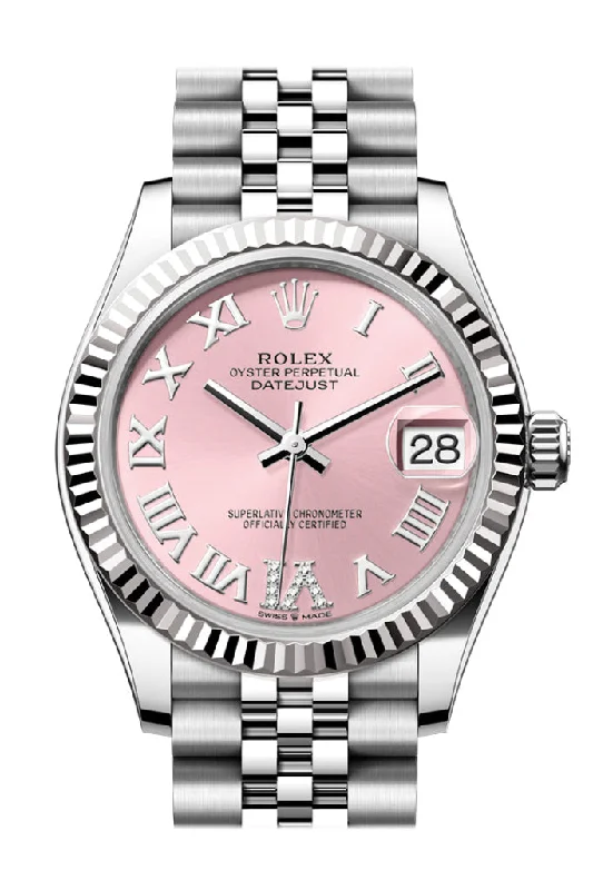 Rolex Watches – Luxury That Lasts a Lifetime –Rolex Datejust 31 Pink Roman Diamond on 6 Dial Fluted Bezel Jubilee Ladies Watch 278274 278274-0024