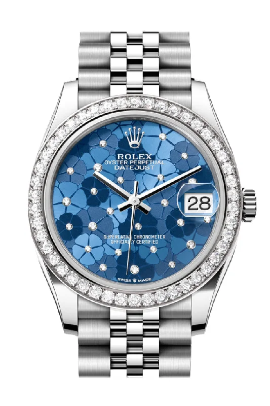 Rolex Watches: Crafted for the Elite –Rolex Datejust 31 Azzurro Blue floral Motif Diamond Dial Jubilee Ladies Watch 278384RBR 278384RBR-0040