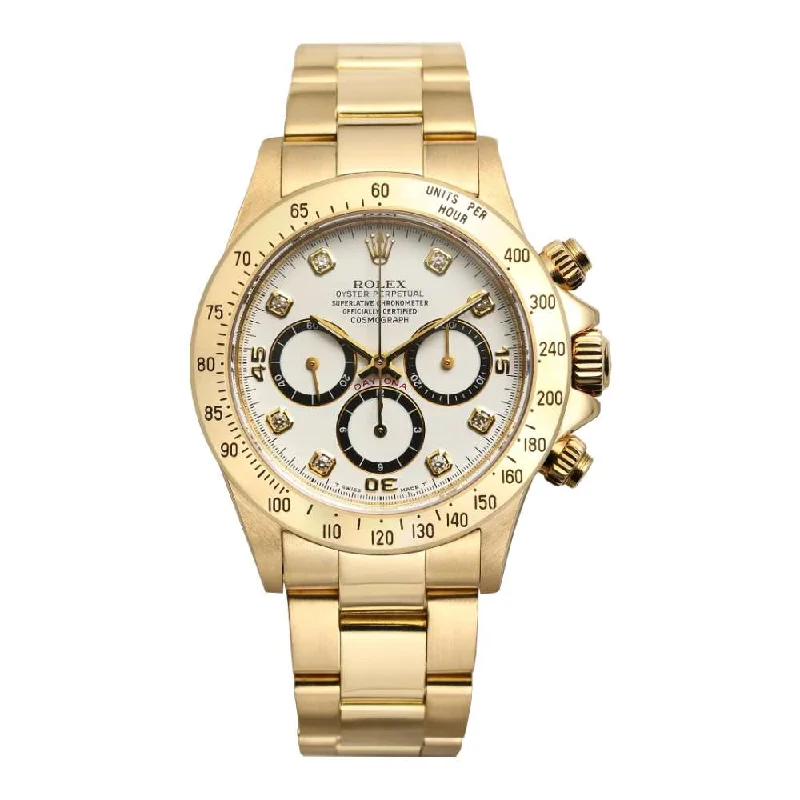 Find the Perfect Rolex Timepiece for You –Rolex Cosmograph Daytona 40mm - Ref: 16528 - White Diamond Dial, 18K Yellow Gold Oyster Bracelet Men's Watch