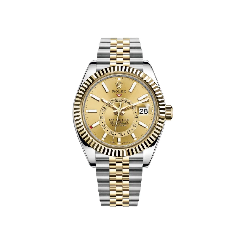 Luxury Rolex Timepieces for Every Collector –Rolex Sky-Dweller 326933 Stainless Steel Yellow Gold Champagne Dial