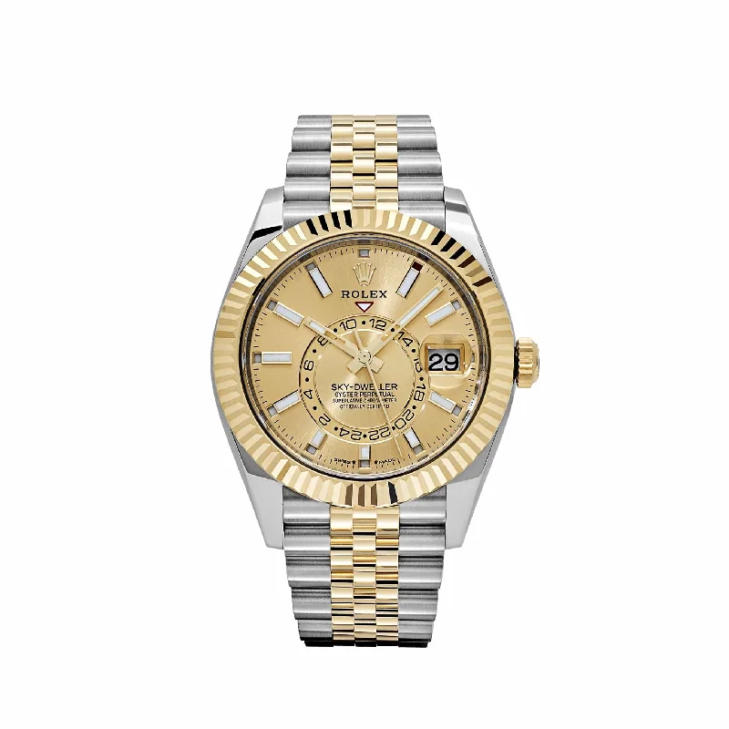 Shop the Finest Rolex Models –Rolex Sky-Dweller 336933 Stainless Steel Yellow Gold Jubilee Champagne Dial (2025)