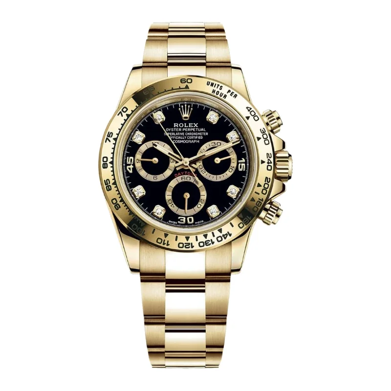 Own a Rolex: The Definition of Luxury –Rolex Cosmograph Daytona 40mm - Ref: 116508-0016 - Black Diamond Dial, 18K Yellow Gold Oyster Bracelet Men's Watch