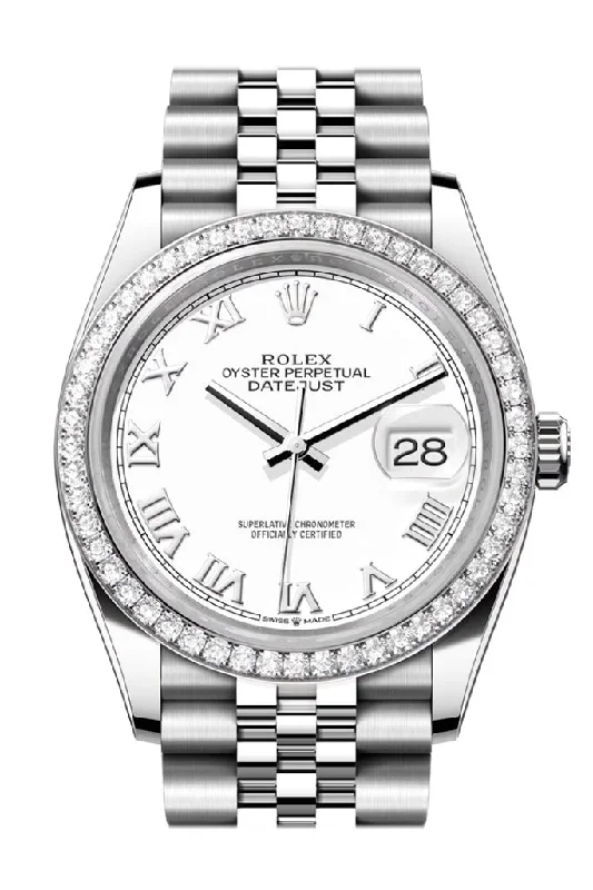 Explore Rare and Collectible Rolex Watches –Rolex Datejust 36 White Roman Dial Diamond Bezel Jubilee Watch 126284RBR 126284RBR-0017