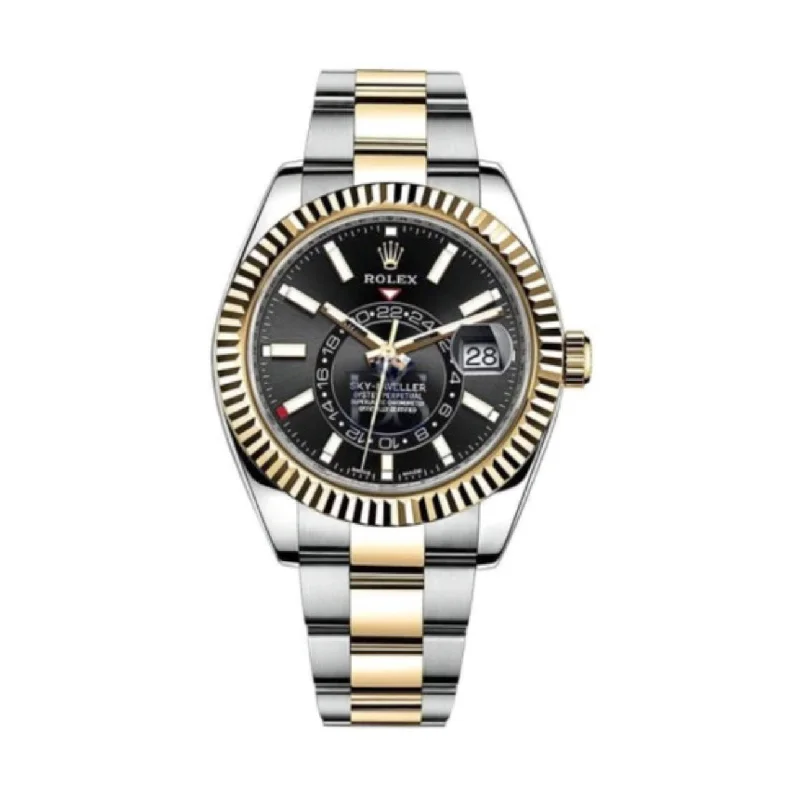 Rolex Watches – For the Discerning Collector –Rolex Sky-Dweller 42mm - Ref: 326933-0002 - Bright Black Stick Dial, Two Tone Stainless Steel & 18K Yellow Gold Oyster Bracelet Watch