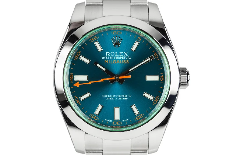 The Luxury of Rolex Watches Awaits –2016 Rolex Milgauss116400GV Blue Dial with Box and Papers