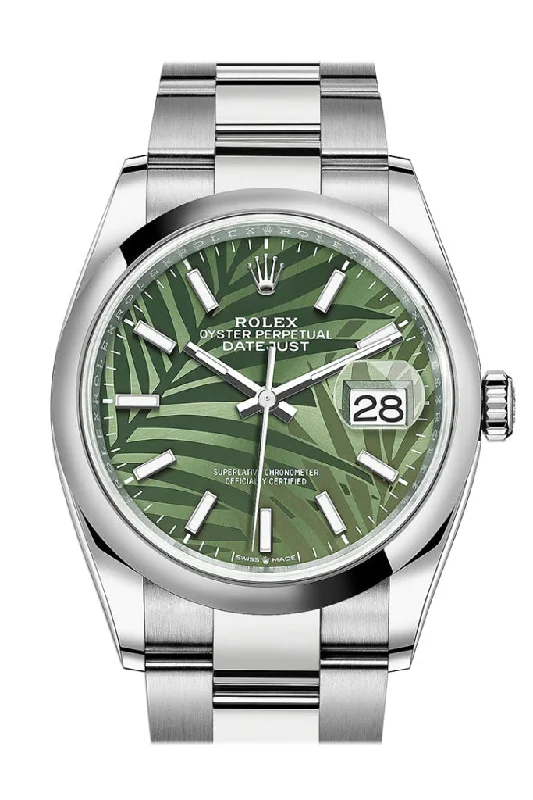 Exquisite Rolex Watches for the Modern Gentleman –Rolex Datejust 36 Olive Green Palm Motif Dial  Watch 126200