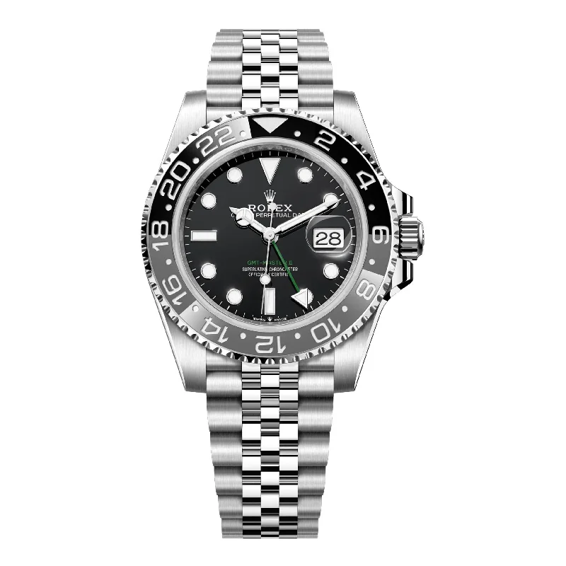 Rolex Watches – Invest in Timeless Quality –Rolex GMT-Master II 40mm - Ref: 126710GRNR-0003 - Black Dial & Black Bezel, Stainless Steel Jubilee Bracelet Men's Watch