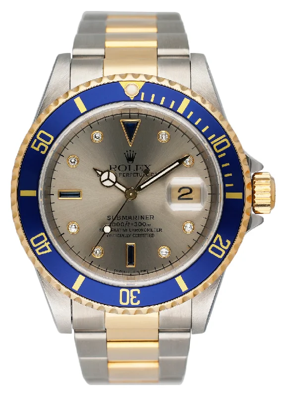 Rolex Watches: A Masterpiece of Design –Rolex Submariner Date 16613 Serti Silver Dial Mens Watch