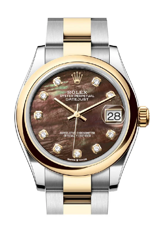 Your Next Rolex Watch Is Waiting –Rolex Datejust 31 Black Mother Of Pearl Diamond Dial Yellow Gold Steel Ladies Watch 278243 278243-0023