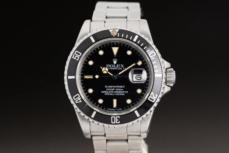 Explore Rare Rolex Timepieces –1984 Rolex Submariner "USMC" 16800 Creamy Patina Hands & Lume Plots w/ Box